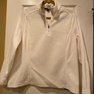 Lands' End Off-White Fleece Quarter Zip